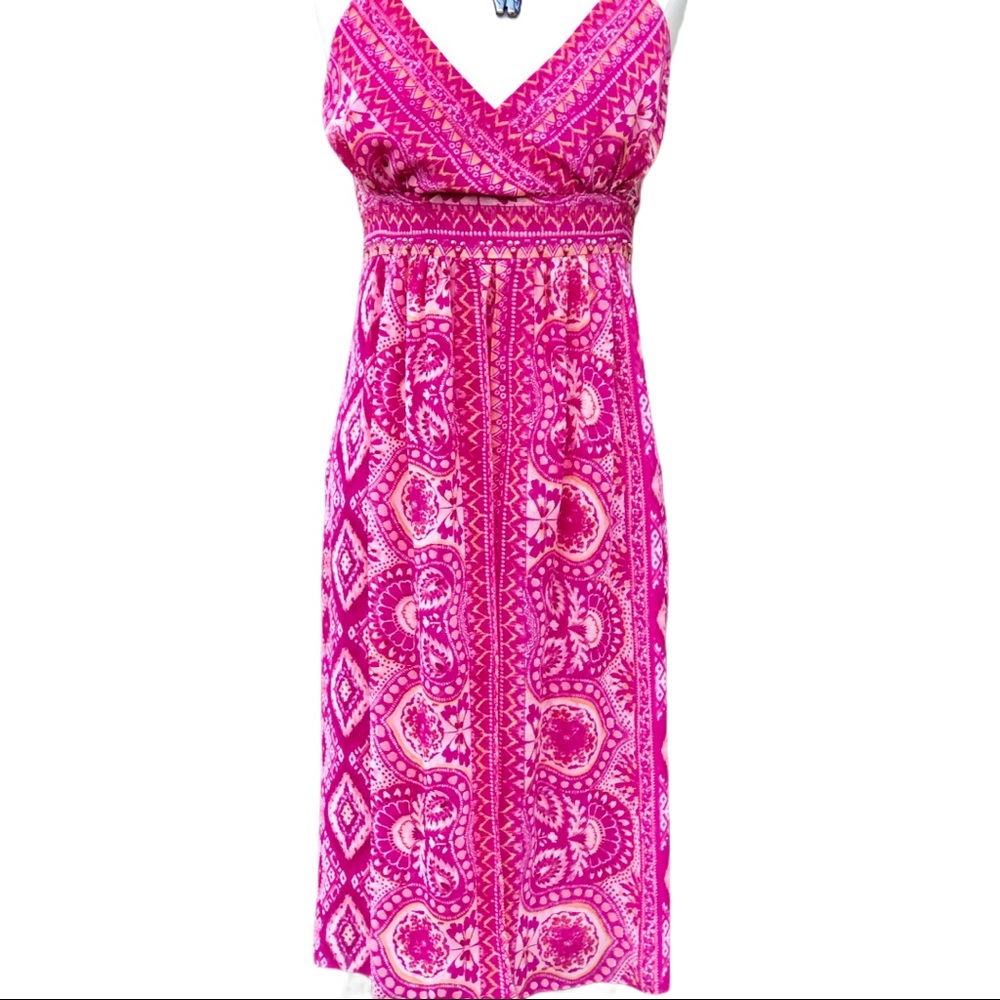 Bandolino Magenta/Pink Geometric Print Spring/Summer Dress